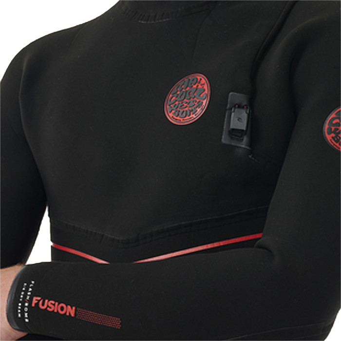 2024 Rip Curl Masculino Flashbomb Fusion 5/4mm Zip Free Wetsuit Com Capuz 164MFS - Black